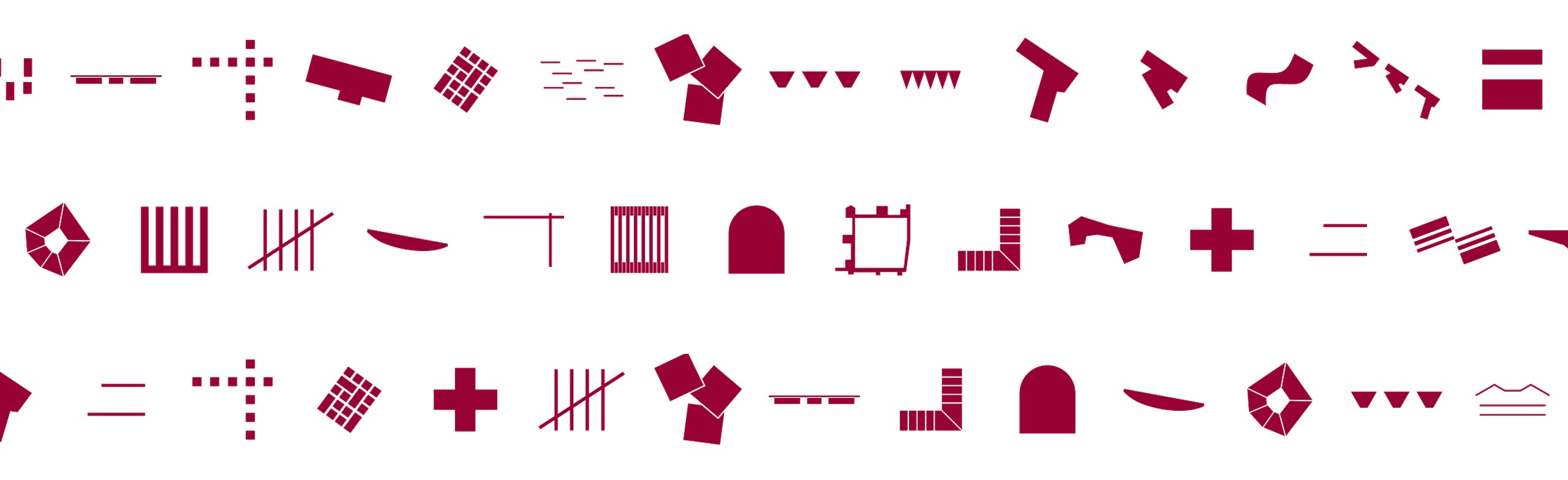 Símbolos gráficos de los proyectos de ERD Arquitectos en granate